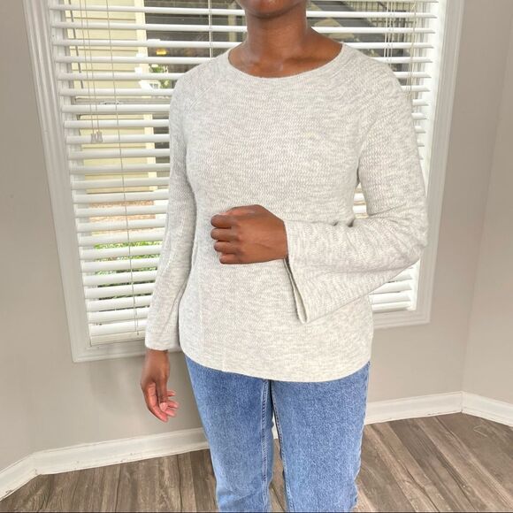 Ann Taylor Loft Grey bell sleeve melange Sweater - Picture 2 of 14